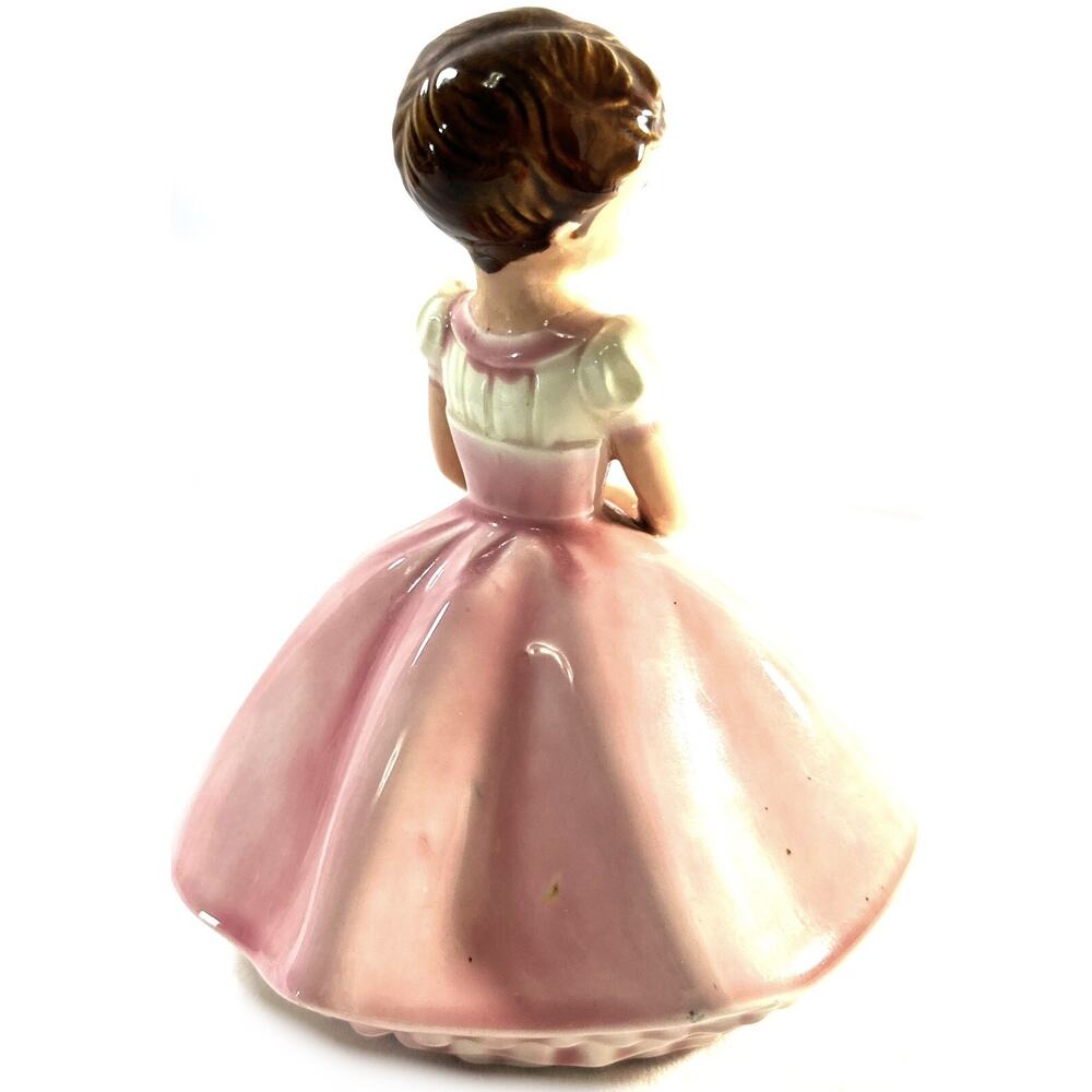 Vintage Porcelain Holland Girl In Pink Ball Gown 7” Tall 6” Long - Picture 5 of 7